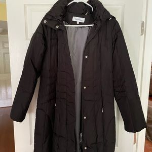 Women’s Black Calvin Klein long puffer jacket size S down feather insulation